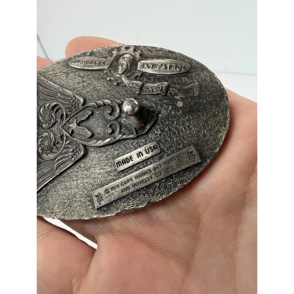 1978 Capt. Hawks Sky Patrol Cowboy Men's Belt Buckle USA Enamel